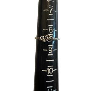 Interlocking heart tiny diamond white gold 10 K size 8.5 ring ￼